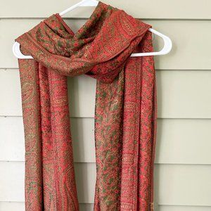 Olive Green Red Paisley Pashmina Scarves for Women Fashion Shawls Long Stole